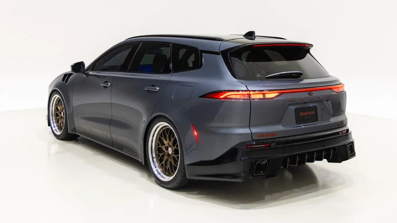 A rear three-quarter view of the Toyota Crown Signia GT-S Performance Concept.